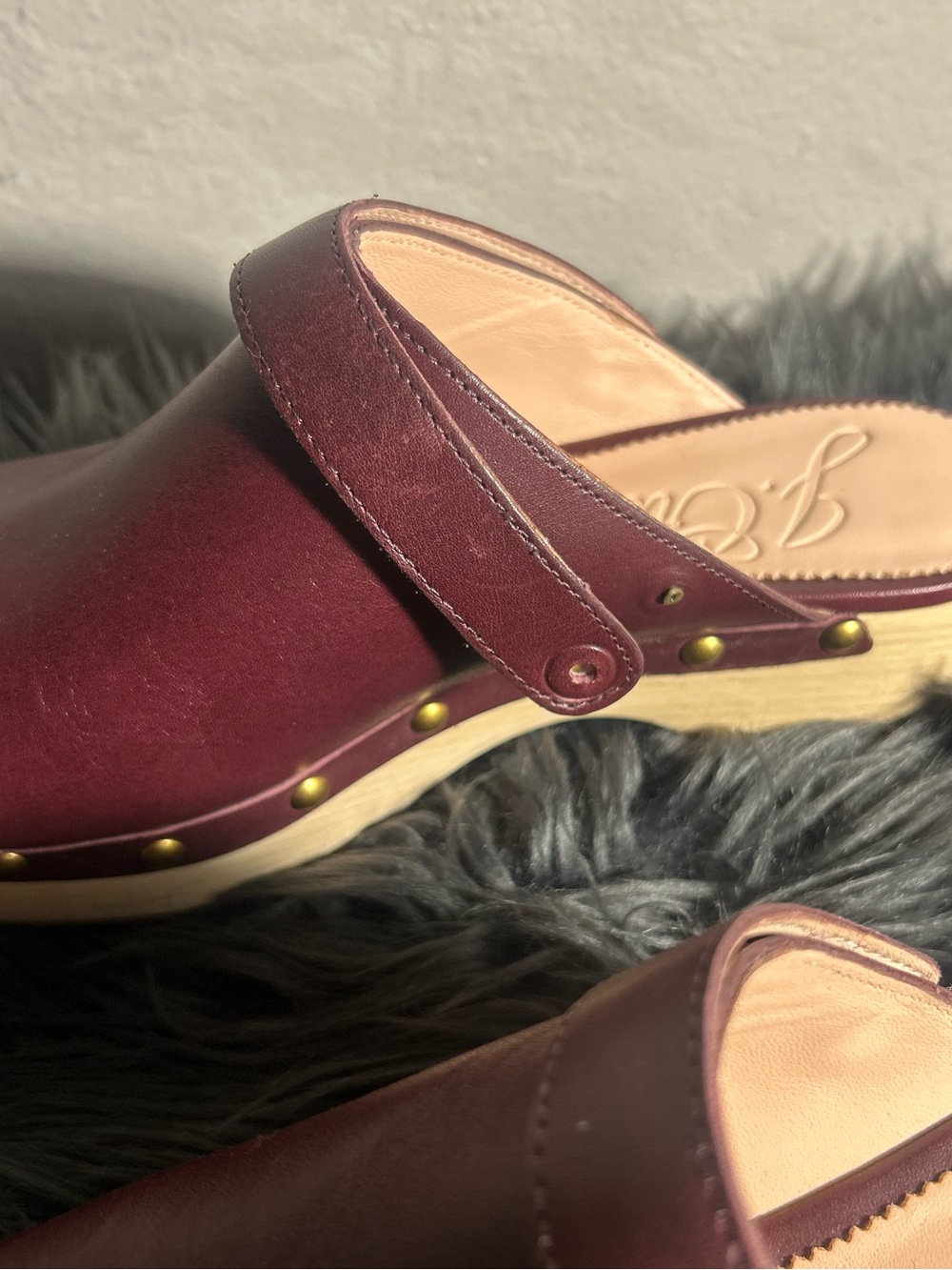 J.Crew Leather Clogs Wooden Heel Slingback Studded Shoes Size 8.5 - Picture 10 of 10
